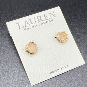 Lauren Ralph Lauren Gold-Tone and Cream Stud Pierced Earrings NEW